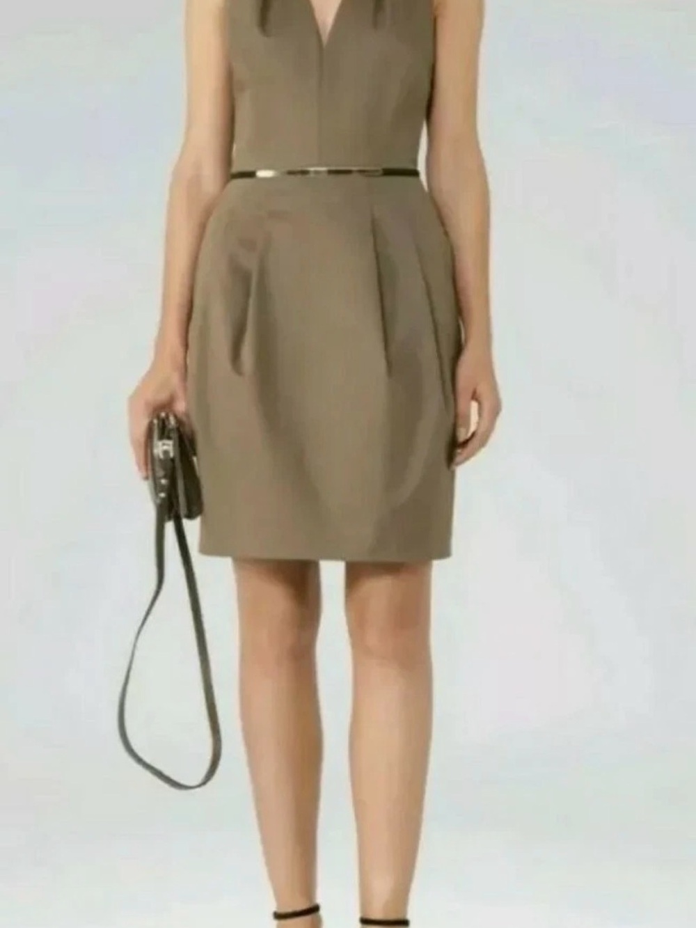 NWOT Reiss Rakele Taupe pleated dress with pockets